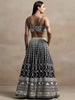 Marvelous Black Thread Work Georgette Reception Wear Lehenga Choli