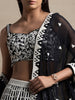 Marvelous Black Thread Work Georgette Reception Wear Lehenga Choli