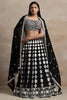 Fabulous Black Thread Embroidered Georgette Lehenga Choli