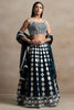 Enjoyable Dark Green Thread Work Georgette Festival Wear Lehenga Choli