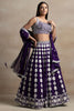 Ravishing Purple Thread Work Georgette Wedding Wear Lehenga Choli