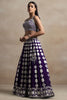 Ravishing Purple Thread Work Georgette Wedding Wear Lehenga Choli