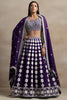 Ravishing Purple Thread Work Georgette Wedding Wear Lehenga Choli