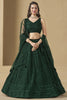 Pretty Bottle Green Sequins Work Georgette Mehendi Wear Lehenga Choli