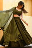 Wonderful Olive Green Sequins Georgette Lehenga Choli With Dupatta