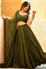 Wonderful Olive Green Sequins Georgette Lehenga Choli With Dupatta