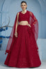 Magnetic Red Thread Work Georgette Reception Wear Lehenga Choli