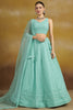 Fabulous Sky-Blue Thread Work Georgette Wedding Wear Lehenga Choli