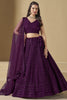 Winsome Wine Thread Embroidery Georgette Reception Wear Lehenga Choli
