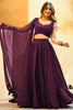 Wonderful Wine Sequins Georgette Reception Lehenga Choli With Dupatta