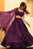 Wonderful Wine Sequins Georgette Reception Lehenga Choli With Dupatta