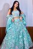 Glamorous Blue Sequins Net Engagement Wear Lehenga Choli With Dupatta