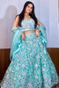 Glamorous Blue Sequins Net Engagement Wear Lehenga Choli With Dupatta