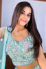 Glamorous Blue Sequins Net Engagement Wear Lehenga Choli With Dupatta
