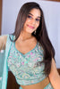 Glamorous Blue Sequins Net Engagement Wear Lehenga Choli With Dupatta