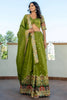 Spectacular Green Thread Embroidered Silk Mehendi Wear Lehenga Choli