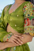 Spectacular Green Thread Embroidered Silk Mehendi Wear Lehenga Choli