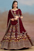 Astonishing Maroon Sequins Georgette Reception Wear Lehenga Choli