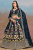Wonderful Navy Blue Zari Work Georgette Wedding Wear Lehenga Choli