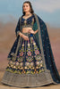 Wonderful Navy Blue Zari Work Georgette Wedding Wear Lehenga Choli