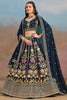 Wonderful Navy Blue Zari Work Georgette Wedding Wear Lehenga Choli