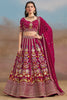 Ravishing Pink Thread Work Georgette Engagement Wear Lehenga Choli
