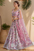 Stylish Pink Embroidered Net Designer Lehenga Choli With Dupatta