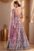 Stylish Pink Embroidered Net Designer Lehenga Choli With Dupatta