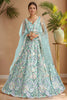 Precious Sky-Blue Sequins Net Reception Wear Lehenga Choli With Dupatta