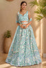 Precious Sky-Blue Sequins Net Reception Wear Lehenga Choli With Dupatta