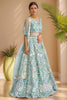 Precious Sky-Blue Sequins Net Reception Wear Lehenga Choli With Dupatta