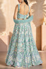 Precious Sky-Blue Sequins Net Reception Wear Lehenga Choli With Dupatta