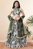 Beautiful Olive Green Sequins Work Net Reception Wear Lehenga Choli
