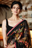 Dazzling Black Floral Printed Organza Party Wear Saree With Blouse