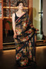 Dazzling Black Floral Printed Organza Party Wear Saree With Blouse