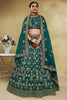 Pretty Green Thread Embroidered Silk Lehenga Choli With Dupatta