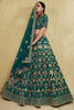 Pretty Green Thread Embroidered Silk Lehenga Choli With Dupatta