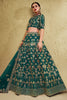 Pretty Green Thread Embroidered Silk Lehenga Choli With Dupatta