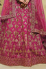 Lovely Pink Thread Embroidered Silk Lehenga Choli With Net Dupatta