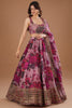 Spectacular Pink Floral Print Organza Bridesmaid Lehenga Choli