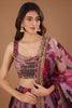 Spectacular Pink Floral Print Organza Bridesmaid Lehenga Choli