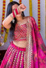 Incredible Pink Floral Printed Organza Bridesmaid Lehenga Choli