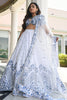 Amazing White Thread Embroidered Satin Sangeet Wear Lehenga Choli