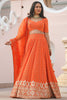 Stunning Orange Sequins Georgette Wedding Wear Lehenga Choli
