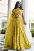 Pretty Yellow Thread Embroidered Georgette Wedding Lehenga Choli