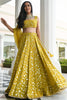 Pretty Yellow Thread Embroidered Georgette Wedding Lehenga Choli