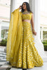 Pretty Yellow Thread Embroidered Georgette Wedding Lehenga Choli