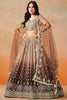 Fascinating Brown Sequins Georgette Wedding Wear Lehenga Choli 
