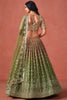 Elegant Mehendi Green Zari Embroidered Georgette Lehenga Choli