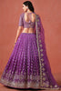 Lovely Purple Zari Embroidered Georgette Lehenga Choli With Dupatta